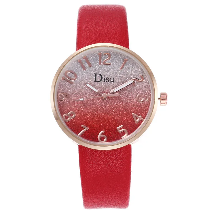 B Милые женские часы ярких цветов, двухцветные женские часы с ярко-розовым кожаным ремешком, кварцевые часы, женские часы, Лидирующий бренд - Цвет: B