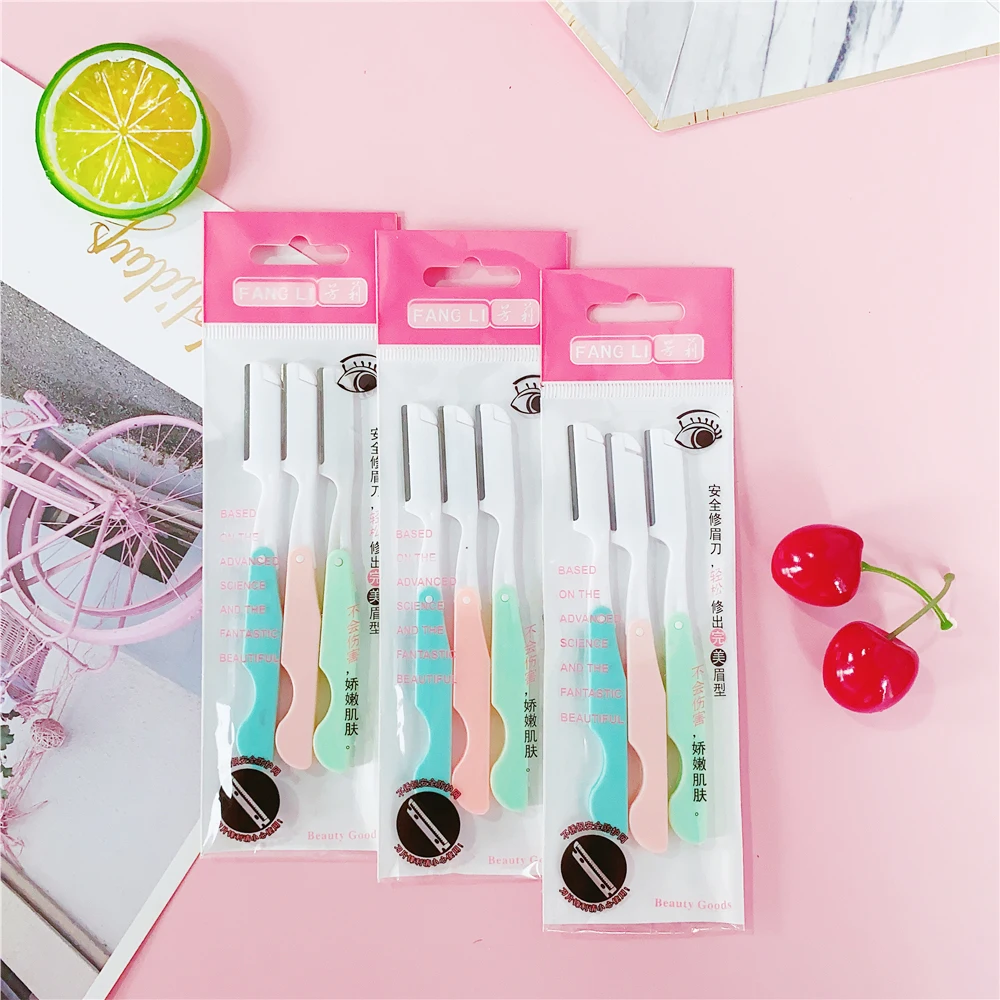 3 шт./пакет уход за кожей лица Триммер для бровей лезвия бритвы Ножи складной