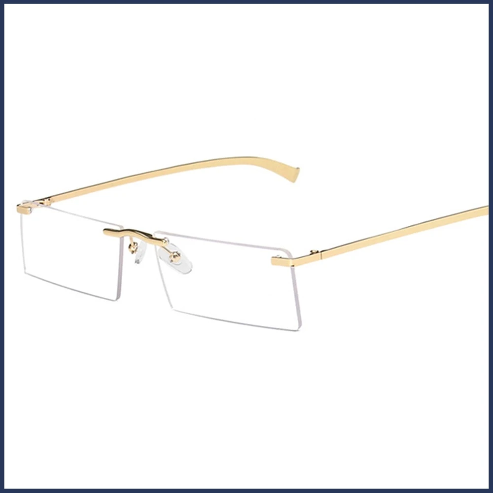 

Frameless Women Men Retro Square Sunglasses Decorative Yellow Black Brown Pink Transparent Sun Protective Glasses Eyewear