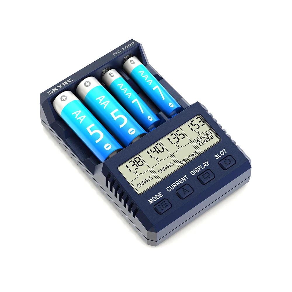 

SKYRC NC1500 Battery Charger AA AAA 4 Battery Slots NiMH Battery Charger Analyzer Professional Batteries Charger Discharger