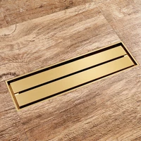 retro shower drain brass shower floor drain long linear drainage drain for hotel bathroom kitchen floor gold anti odor drains