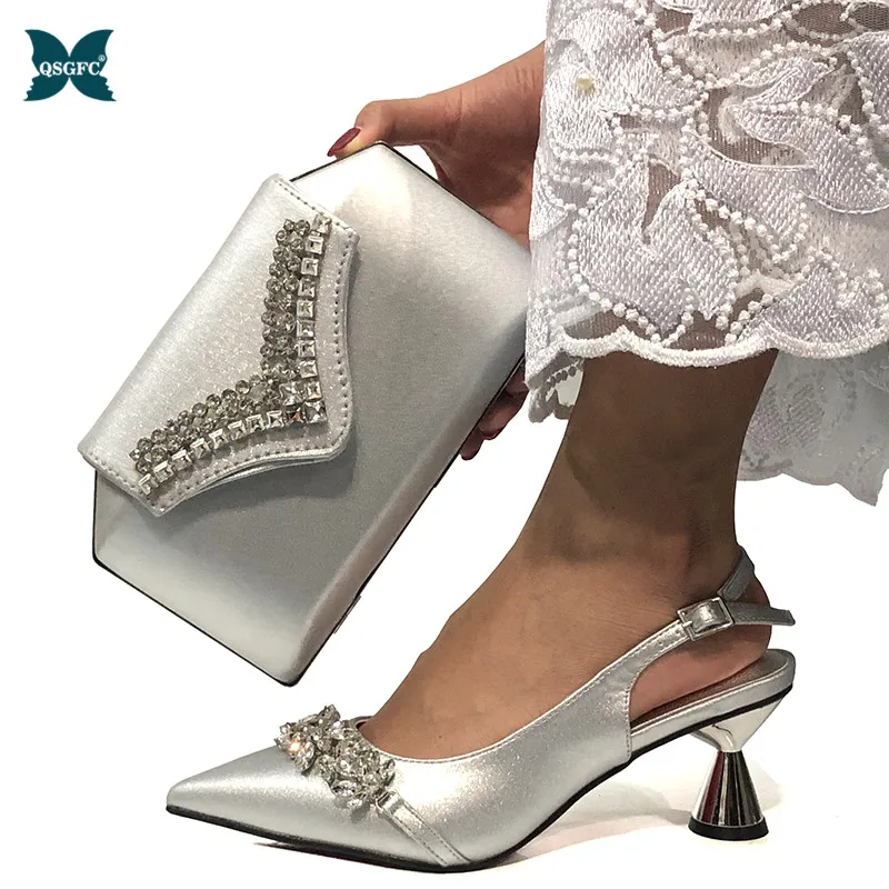Новинка 2020 года комплект из туфель и сумочки в африканском стиле серебристого