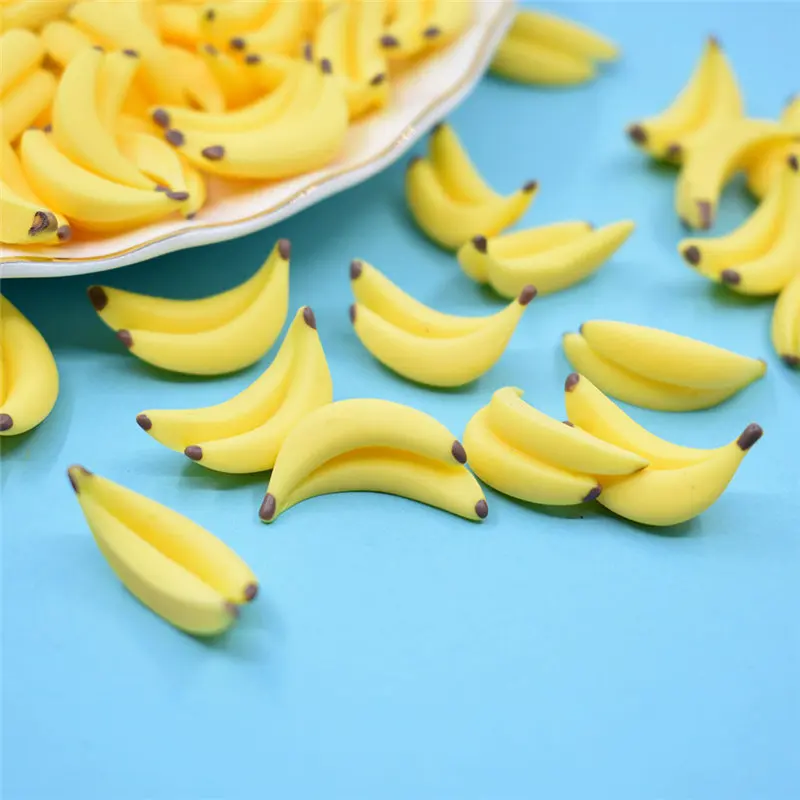 

Julie Wang 10PCS Resin Yellow Banana Charms No Nail Artificial Fruit Pendants Jewelry Making Accessory Decor