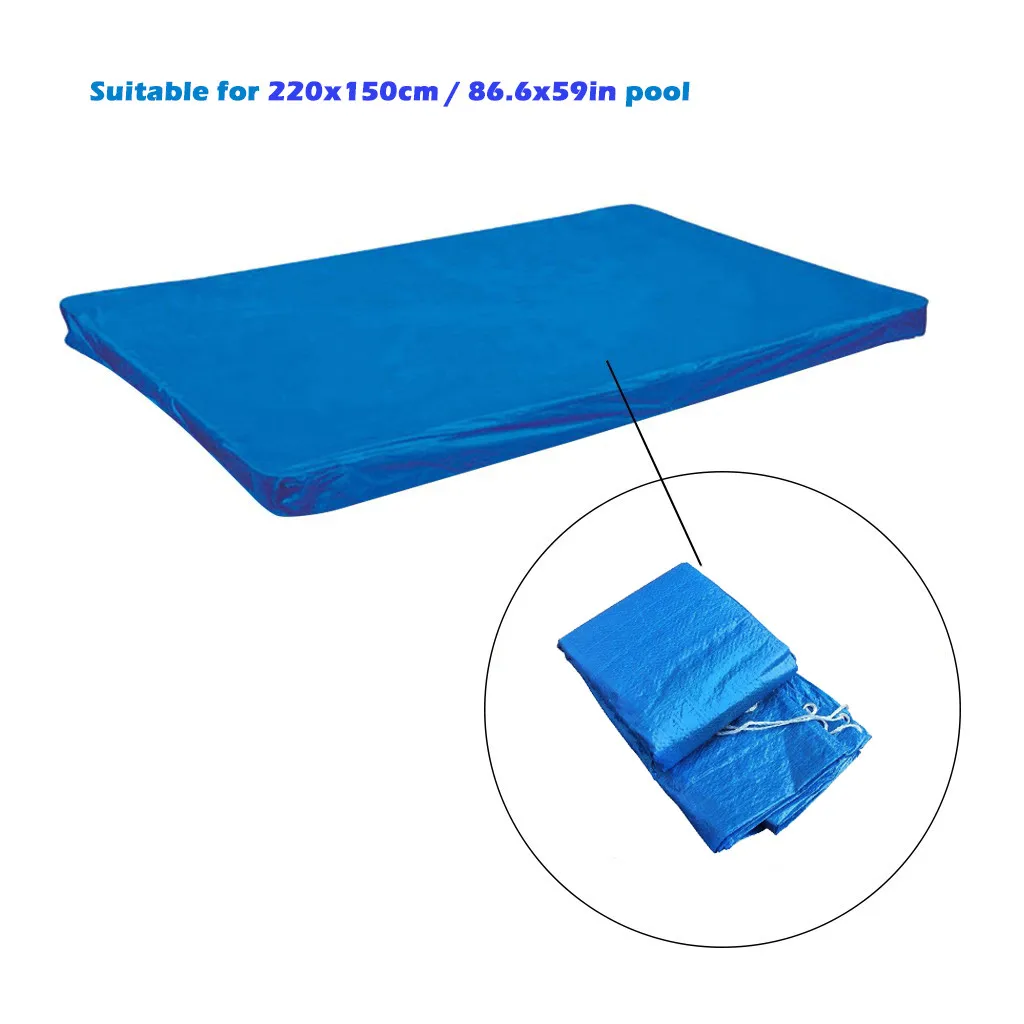 

Swimming Pool Cover PE Rectangular New Waterproof Rainproof Dust Cover Tarpaulin Inflatable Pool Dust Cover for Family children