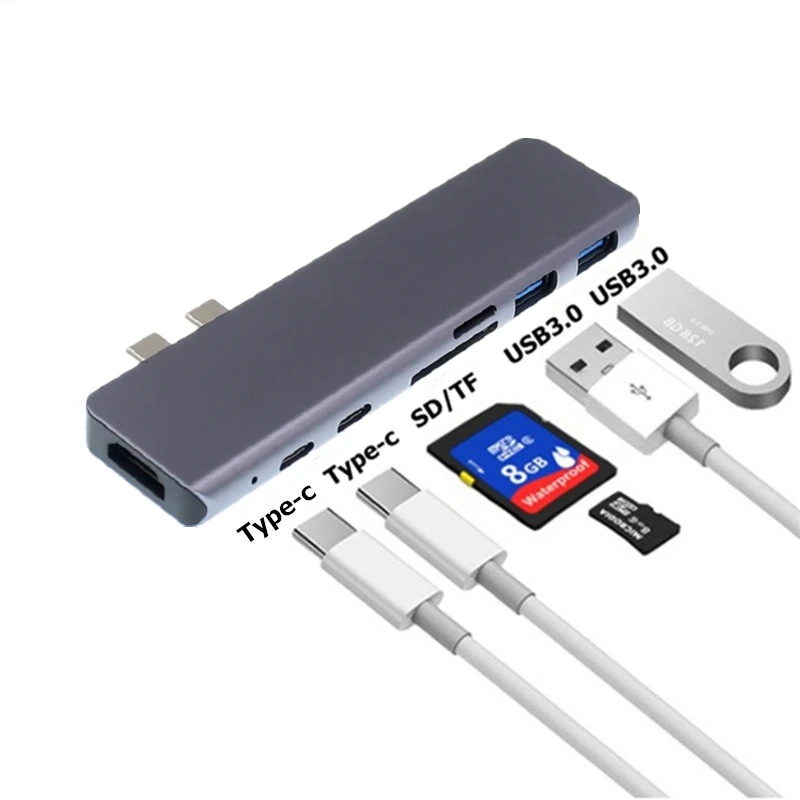 Trumsoon USB 3,1 type C к HDMI 4K USB 3,0 Thunderbolt 3 USB-C конвертер SD TF кардридер адаптер для нового Macbook Air Pro