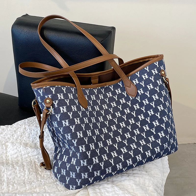

Fashion Lady Tote Large Capacity Shopping Bag Shoulder Bag Handbags Temperament Girl All-match Bags Trend Plaid PU Female Bags