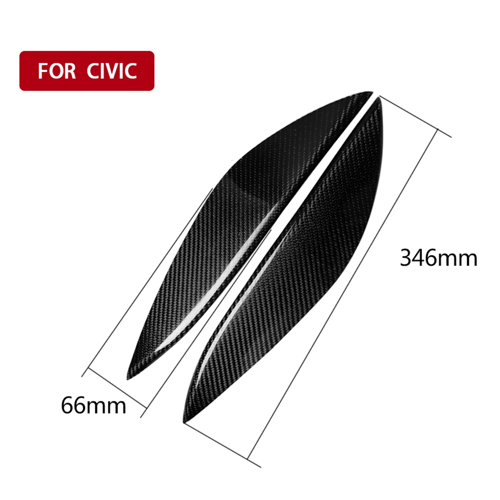 

2Pcs Black Car Headlights Eyebrow Eyelids Car Carbon Fiber Decoration Cover Trim Fit for Honda Civic 2001-2003