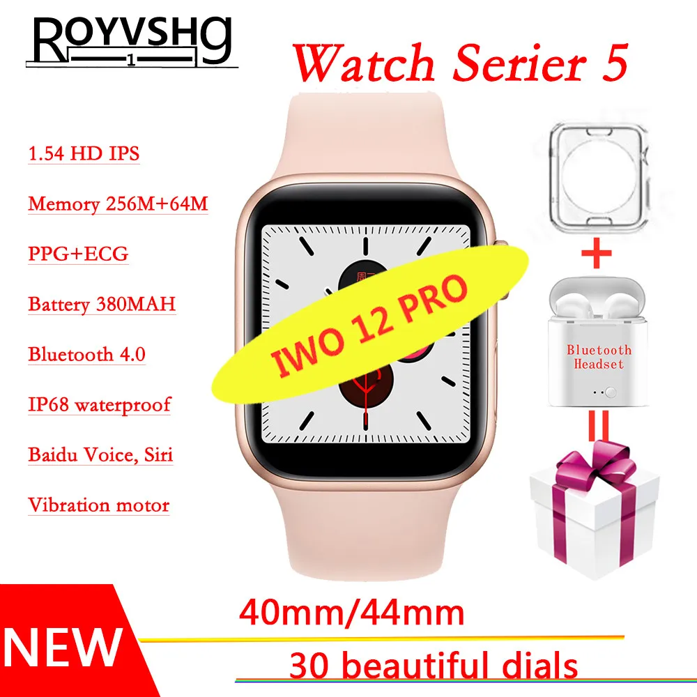 IWO 12 часы серии 5 1:1 Bluetooth Смарт часы 40 мм 44 мм для apple iPhone 11 pro IOS Android телефон smartwatch человек PK IWO 11/10