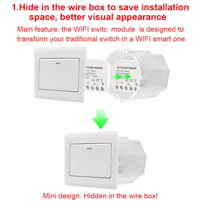 Tuya с Alexa Google Home Smart Switch 1/2 Way 90 264V WiFi переключатель модуль Wifi автоматический