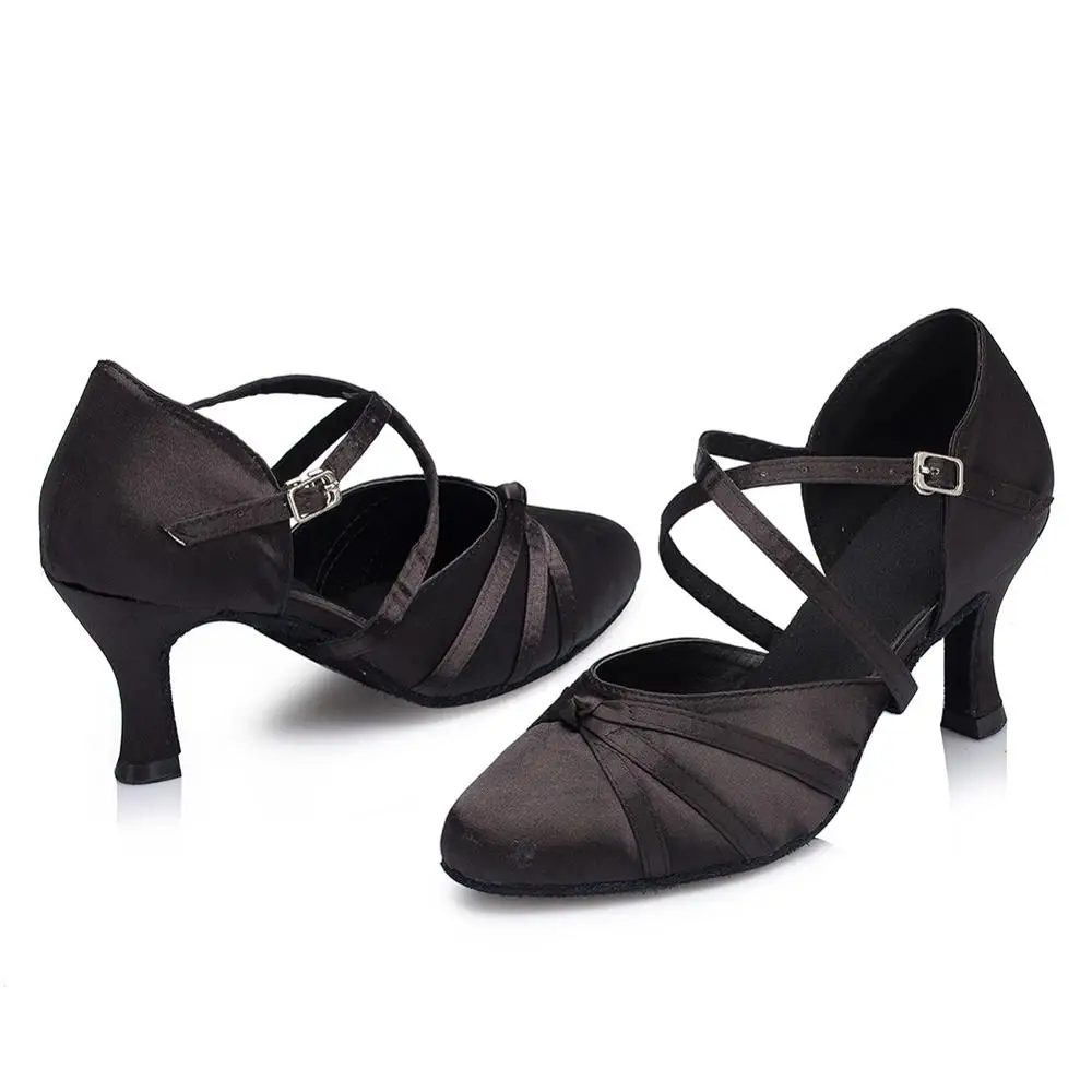 HROYL Girls Dance-Shoes For Women Ballroom Latin Dance Shoe For Ladies Modern Tango Jazz Dancing Shoes Salsa Sandals Satin