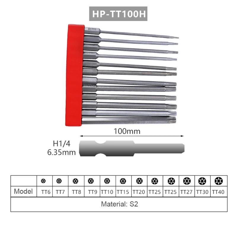 

12pcs 1/4" Hex Torx Screwdriver Bits Set Security Magnetic Electric Screw Driver Bit S2 Alloy Steel Car Repair Tool