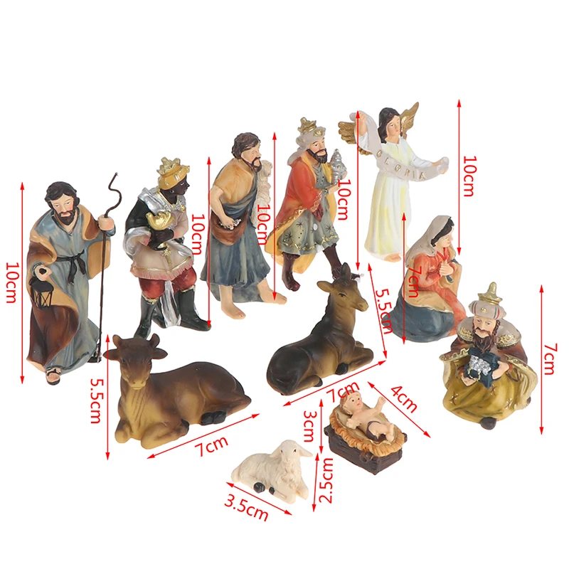 1Set Jesus Manger Miniatures Ornament Statue Nativity Scene Christmas Crib Figurines Baby Church Catholic Gift Home Decor | Дом и сад