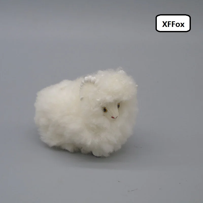 Миниатюрная модель овцы из полиэтилена и меха реальная жизнь маленькая милая