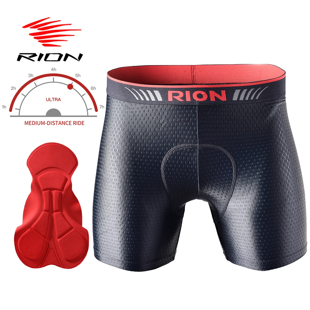 Купи RION Men Cycling Bicycle Underwear Men's Shorts Tights Biker Bike Gym Underpants with Padding Pads Male MTB Mountain Ride Lycra за 1,254 рублей в магазине AliExpress