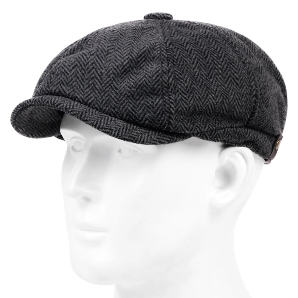 

Wool Newsboy Caps Men Herringbone Flat Caps Women Coffee British Gatsby Caps Autumn Winter warm Woolen Hats gorras
