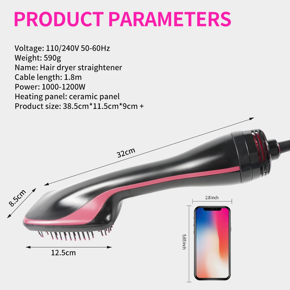 

Hair Dryer Brush One Step Hair Blower Brush Electric Hot Air Brush Travel Blow Dryer Comb Professional Hairdryer Hairbrush