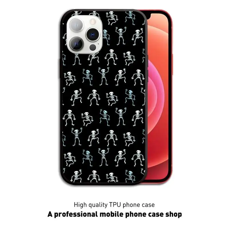 

Funny Skeleton Man Phone Case Black Cover For IphoneX XS 11 12 11/12Pro Max 5 5s SE 6 6s 7 8 Plus SE2020 Cases