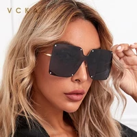 vcka siamese square oversized sunglasses women 2020 luxury brand uv400 high quality metal rimless sun glasses zonnebril dames