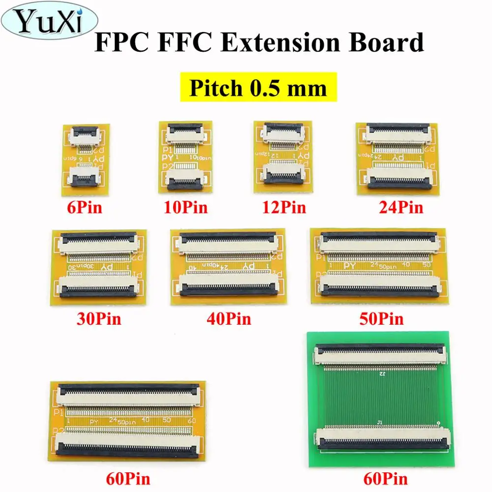 YuXi 0 5 мм шаг FPC FFC Гибкий плоский кабель удлинитель 6 8 10 12 14 20 30 40 50 контактный разъем