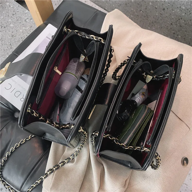 

Black Diamond Lattice Women Shoulder Messenger Bag Luxury Leather Tote Bag Square Hasp Satchels Retro Female Handbags Sacs Cabas