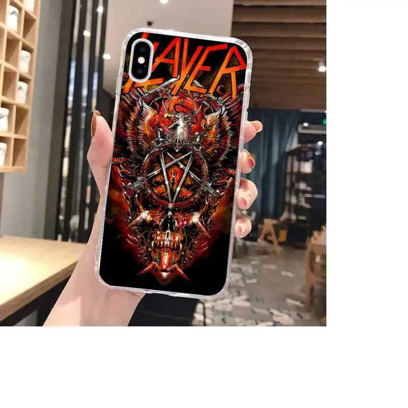 

Slayer Rock Band Trend Etui Painting Phone Case For Clear-Iphone 5s 6 6s 7 8 11 12 X Xs Xr Pro Plus Max Mini Fundas Cover