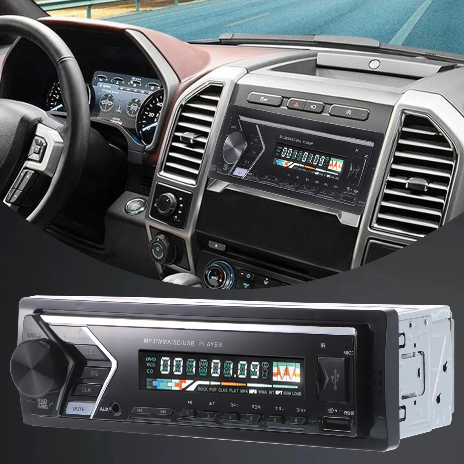

LCD Digital Display Bluetooth FM Transmitter Car Multimedia Player Can Be Inserted Into WiFi AUX-In USB TF Card 12V Car Player