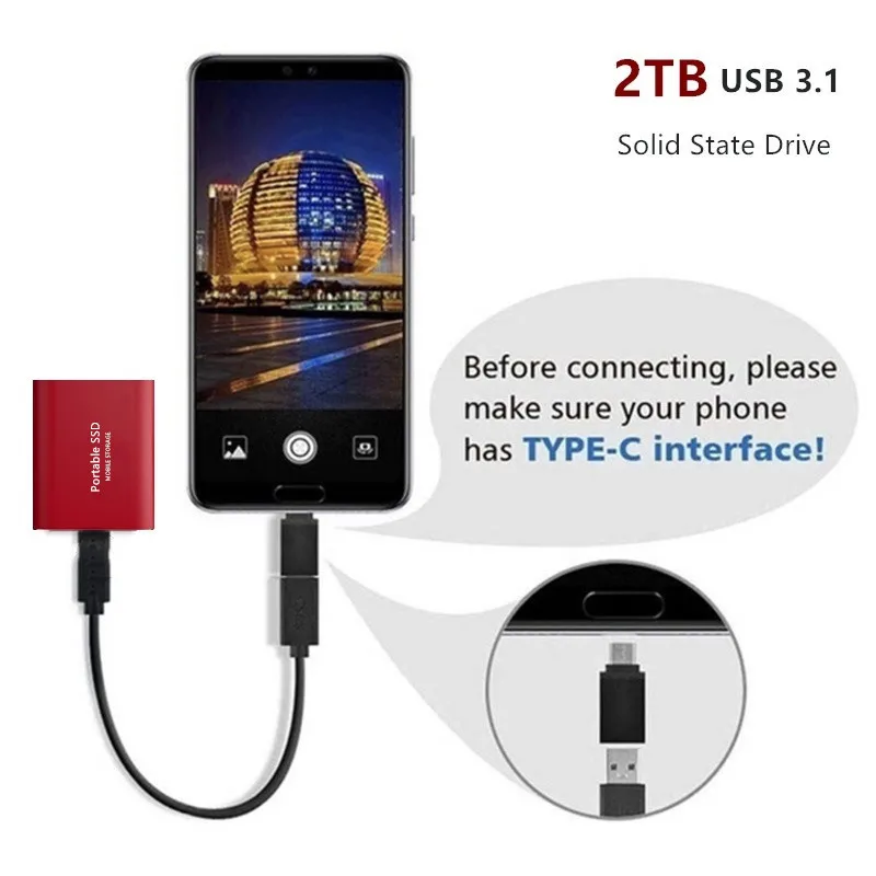 Портативный внешний жесткий диск 4 ТБ USB ударопрочный твердотельный накопитель
