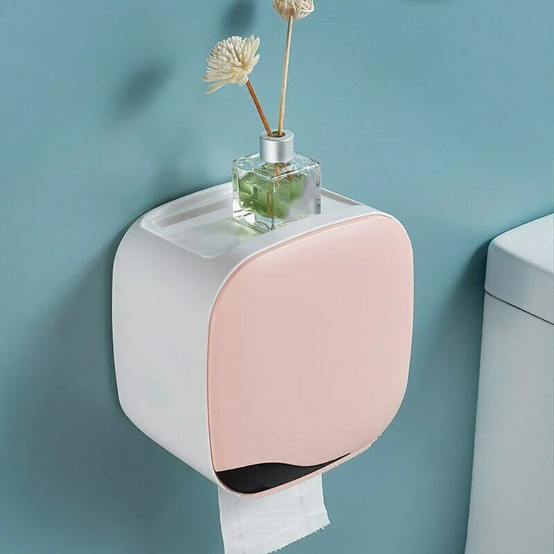 

Punch-free Wall Mount Toilet Paper Holder Shelf Tissue Box Waterproof Toilet Paper Tray holder Napkin Box Kitchen Home Office