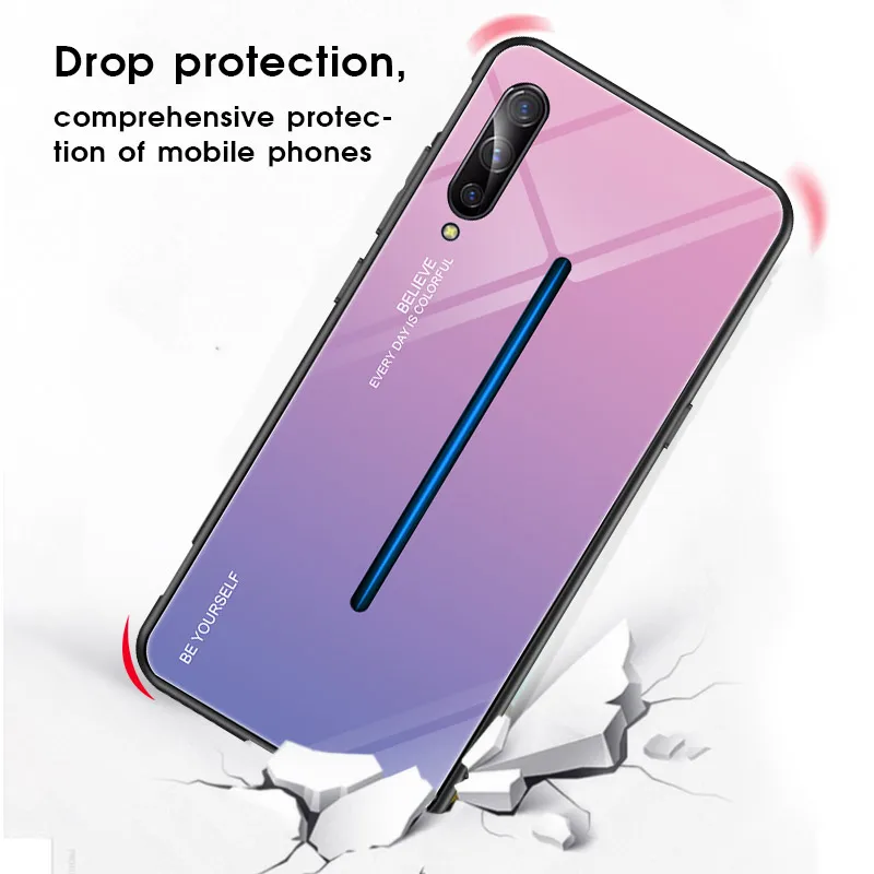 Градиент Жесткий Чехол для Vivo IQOO NEO Y67 Y75 V5 V7 V9 Z1 Y85 Z3 Z3i V11i чехол закаленное Стекло