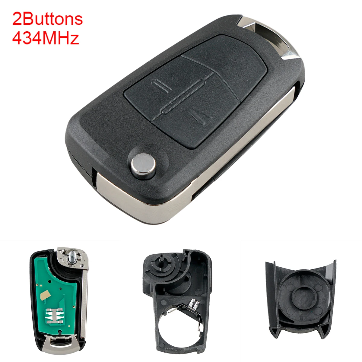 

433MHz 2 Button Folding Flip Remote Car Key Fob Shell Case PCF7941 Chip with Uncut for Opel (vauxhall) Corsa D 2007-2012