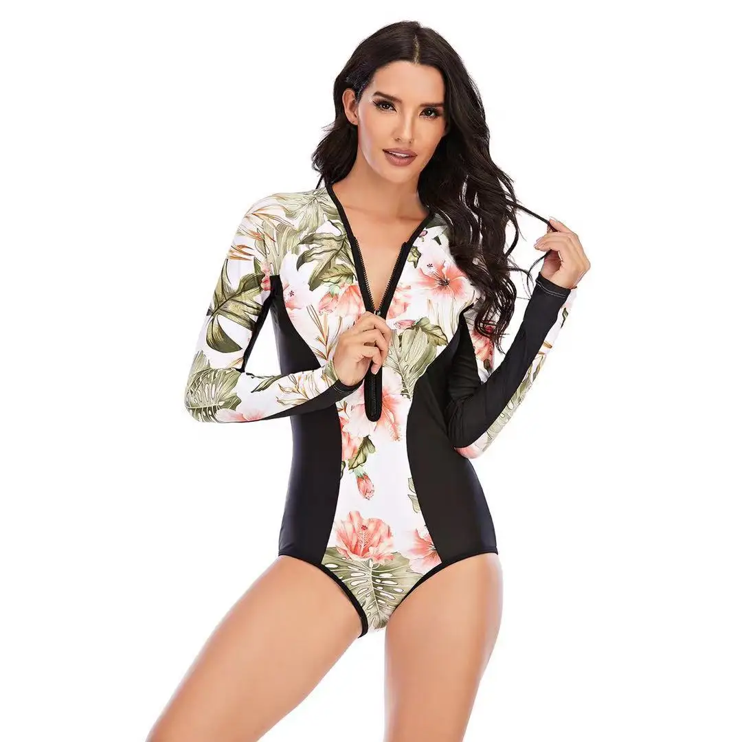 Слитные купальники для серфинга женские облегающие спортивные топы с длинным