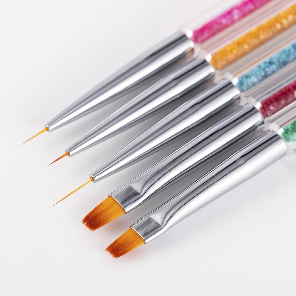 5 шт./компл. ручка кисть для дизайна ногтей с двумя головками из нержавеющей стали