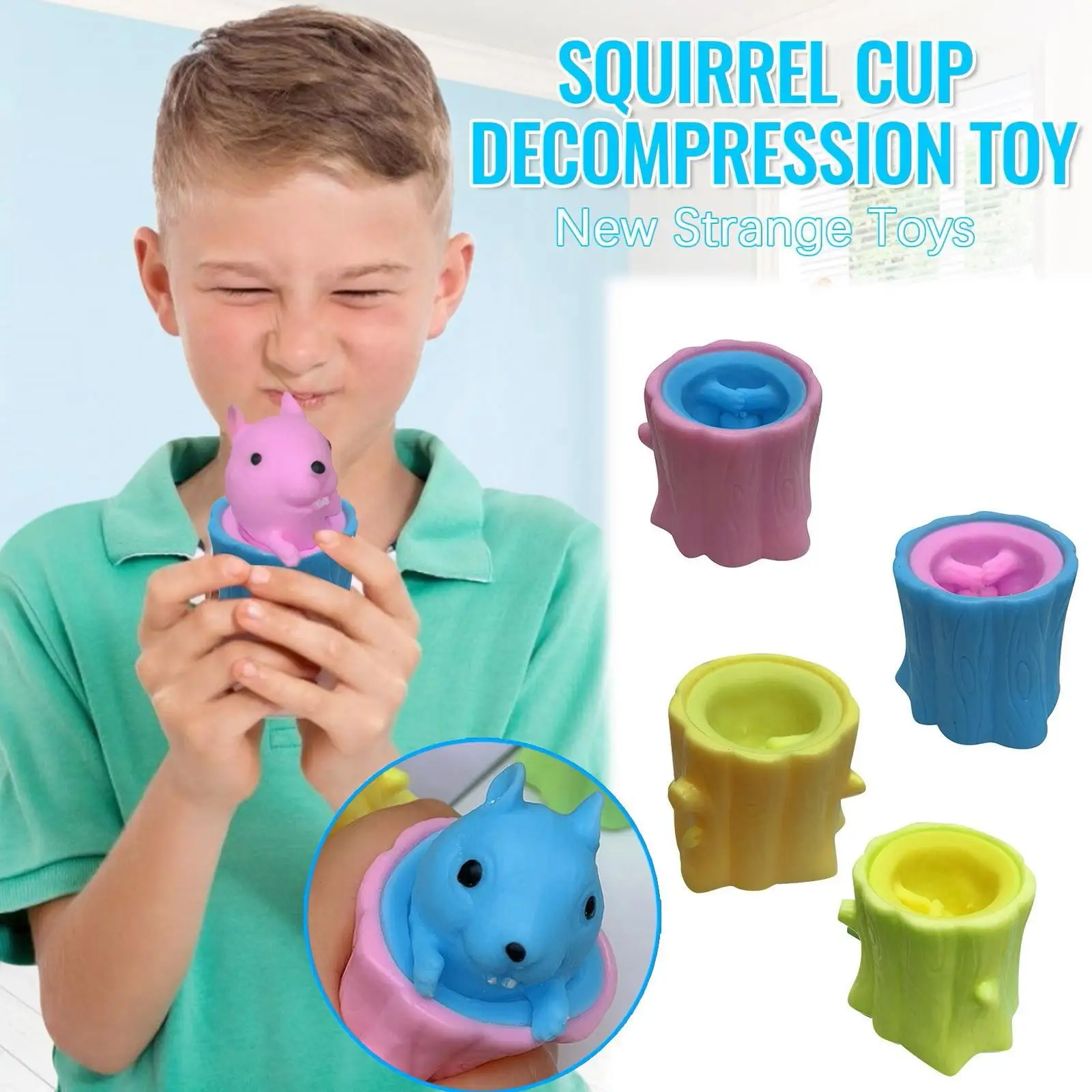 

Stress Relief Tree Stump Evil Squirrel Cup Decompression Telescopic Head Spoof Toy Unzip the stump pen holder flying squirrel