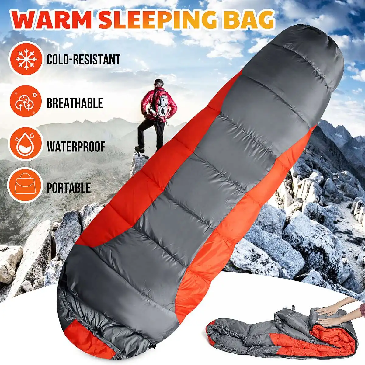 

Waterproof Hammock Sleeping Bag Outdoor Camping Travel Spliced Single Person Winter Warm Envelope Sleeping Bag with Storage Bag