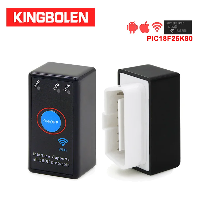 Диагностический сканер ELM327 Icar2 OBD2 Wi Fi чип PIC18F25K80 кнопка включения/выключения