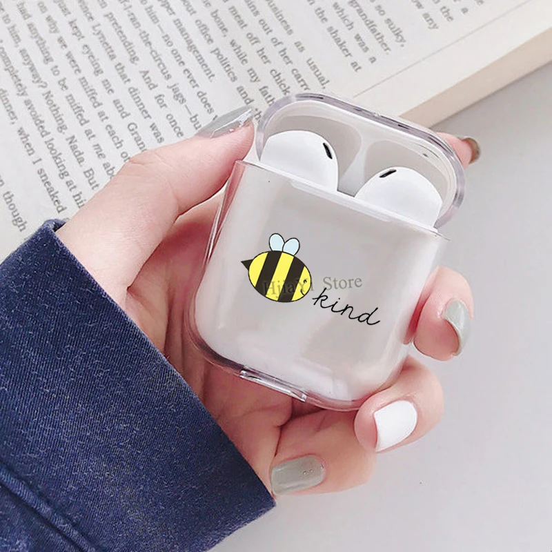 

Чехол для AirPods 2 Чехол из ТПУ для Apple, прозрачный, с изображением пчелы