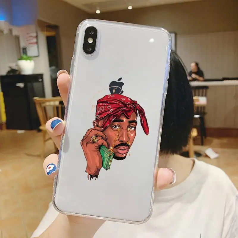 

American Rapper 2pac Phone Case Transparent for iPhone 6 7 8 11 12 s mini pro X XS XR MAX Plus