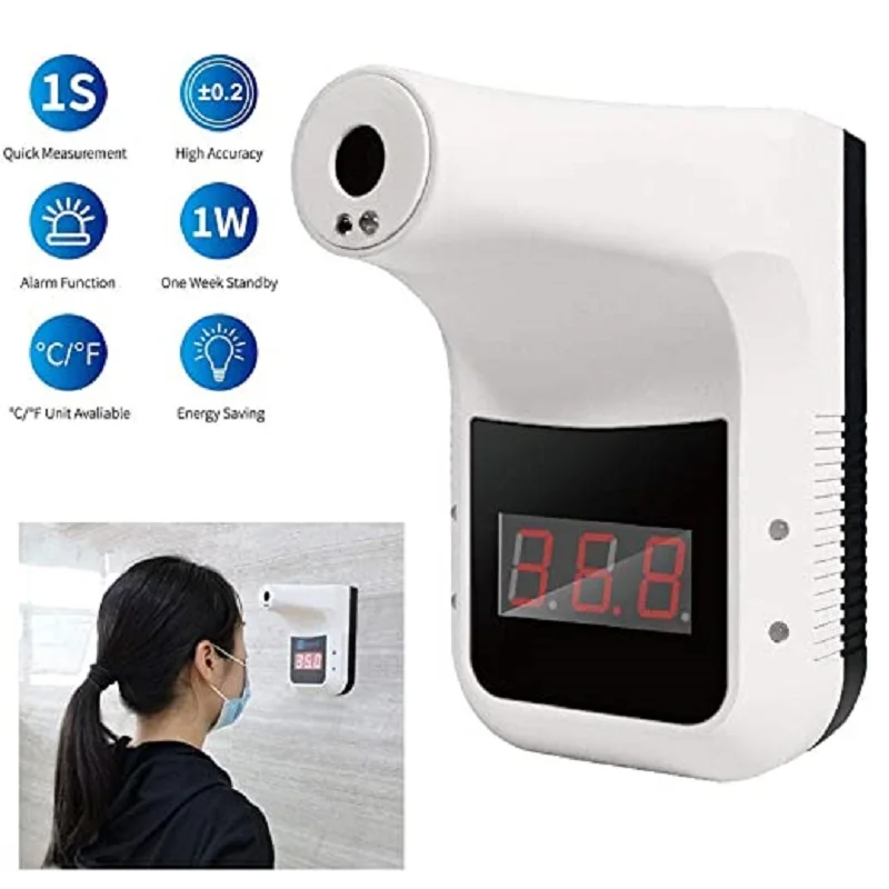 

Non-contact Forehead Thermometer Wall-mounted Infrared Sensor Digital Forehead Thermometers Gun For Office Factory Restaurant