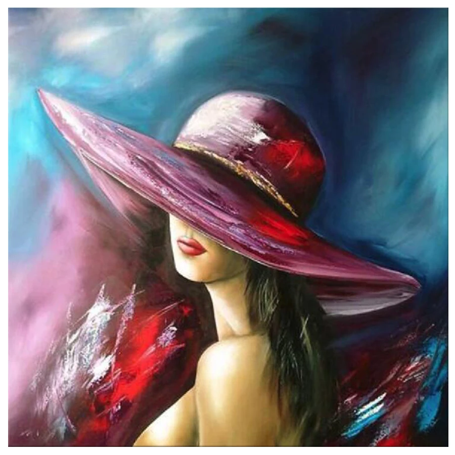 Diy Алмазная вышивка шляпа Женская 5d алмазная картина полная мозаика Стразы