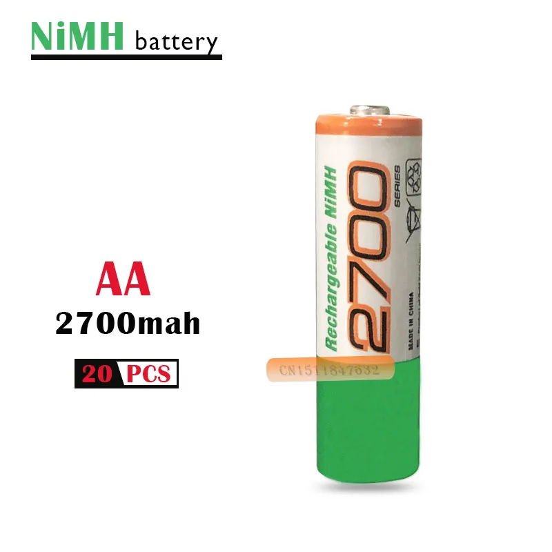 Оригинальные аккумуляторные батареи AA 20 шт./лот 2700 мАч Ni MH 1 2 В AA|battery gp|aa batteryrechargeable
