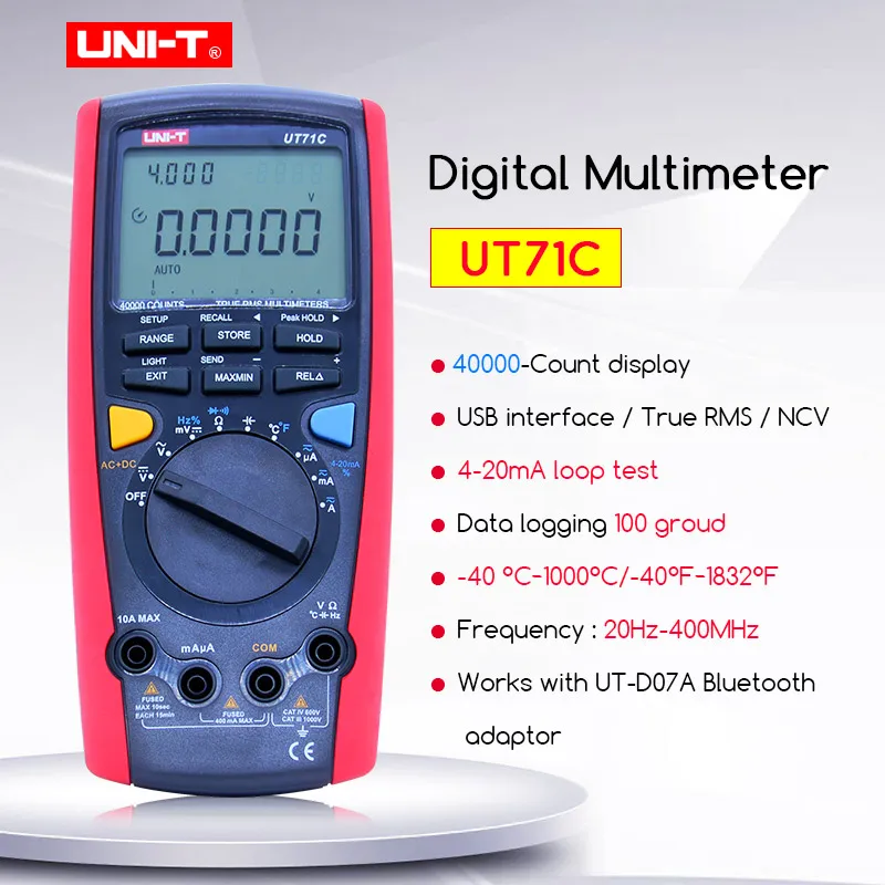 Цифровой профессиональный мультиметр UT71C TRMS измеритель напряжения тока Омметр