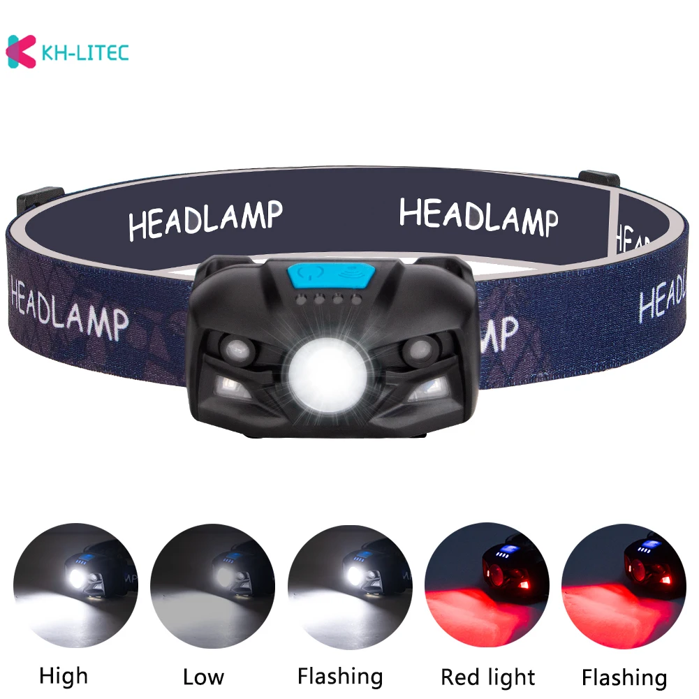 

Portable Sensor mini LED Headlamp USB Rechargeable Camping Head lamp 5 Modes Fishing Camping Hunting headlight flashlight torch