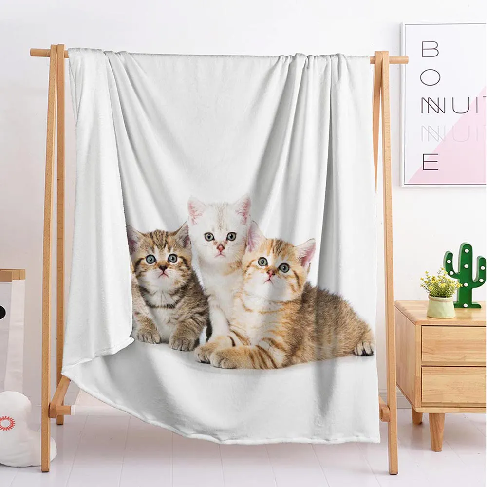 ?? 黒猫動物カスタム毛布大小サイズスローブランケットタペストリー睡眠毛布フランネル毛布寝具