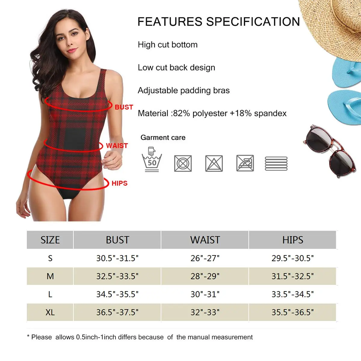 

Women BikiniBurgundy And Black Plaid Sexy Bandage One Backless Swimsuit Bodysuit Beach Wear New Swimsuit Monokini