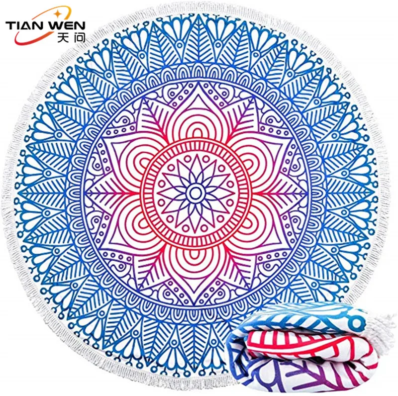 Мандала индийская микрофибра круглое пляжное полотенце индийский цветок