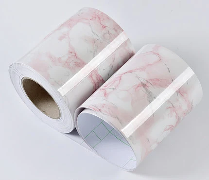 Marble Light Pink Мраморные самоклеющиеся линии талии обои водонепроницаемые декоративные стены границы для гостиной пол коридора окантовочная линия наклейки - Цвет: Marble Light Pink