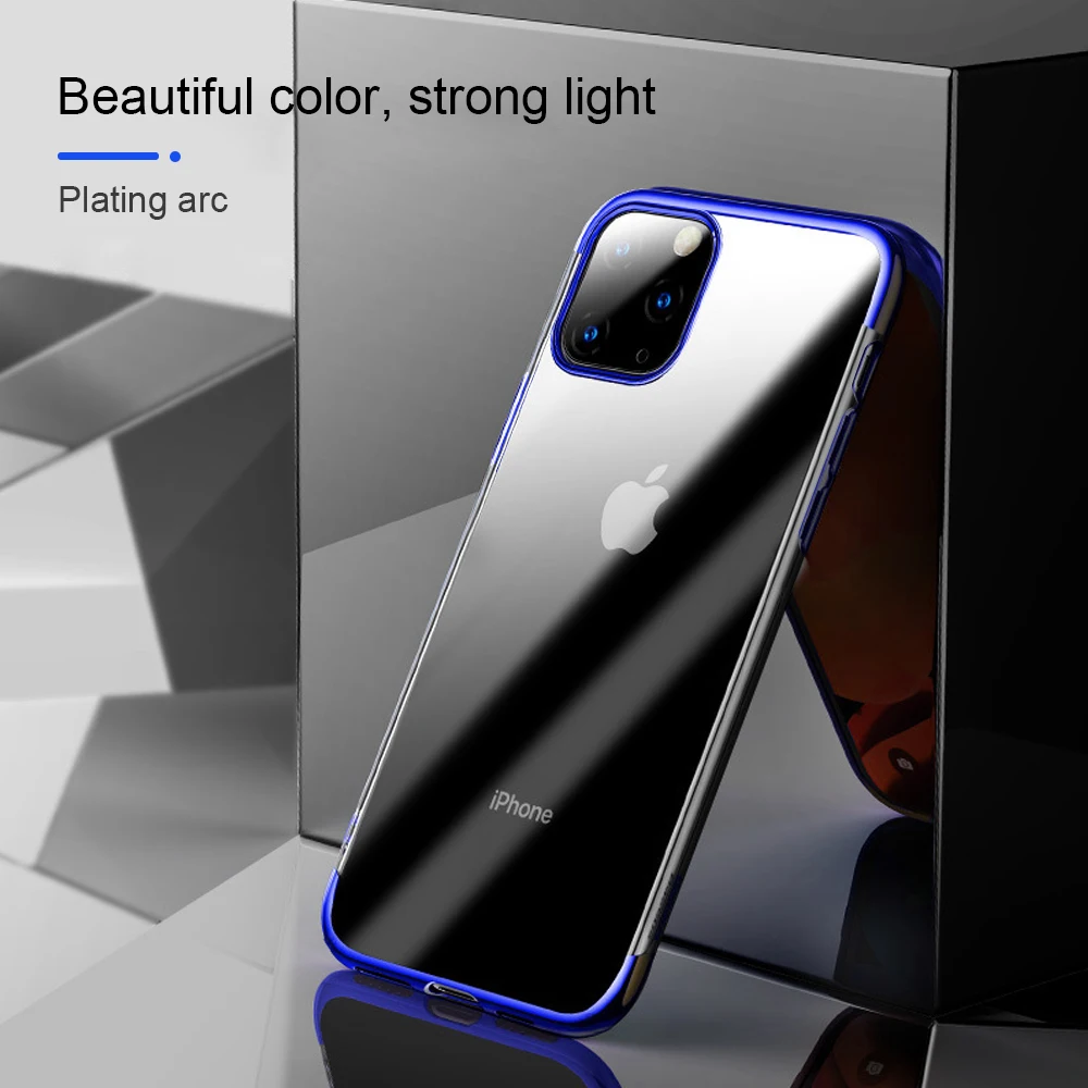 Luxury Soft Laser Plating Phone Case For iphone 11 pro max Clear ultra thin Protective Cover 2019 Cases capa | Мобильные телефоны и