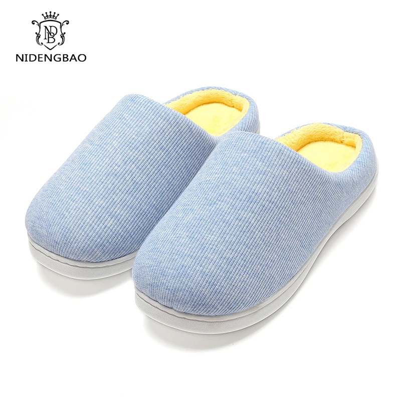 

Classic Winter Home Slippers Women Warm Cotton Slippers Plus Size Comfortable Platform Woman Indoor Shoe Non-slip Solid 2 Colors