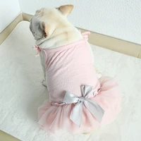 pink little fairy cotton fat dog dress pet products bulldog pug summer clothing for dogs cats rabbit teddy dog clothes