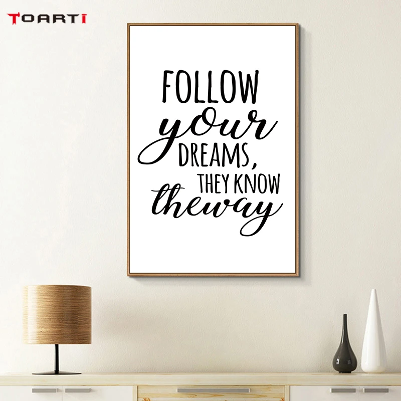 Постер с мотивационными цитатами нарисованный вручную вдохновляющий холст